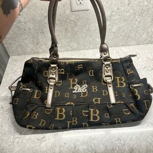 Dooney & Bourke Black and Brown Monogram Shoulder Bag